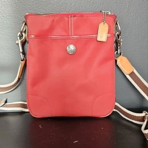 Coach Red Nylon Cross Body Handbag Purse Bag Messenger